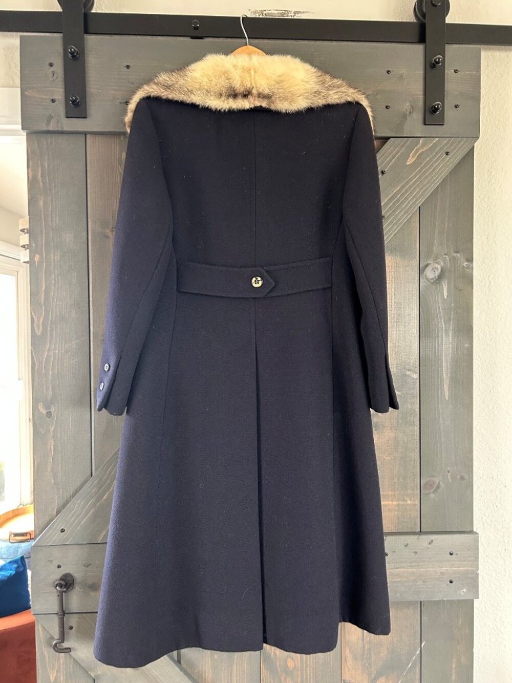 Zelinka Matlick Vintage Navy Blue 100% pure wool coat, with real mink fur collar - Picture 2 of 3